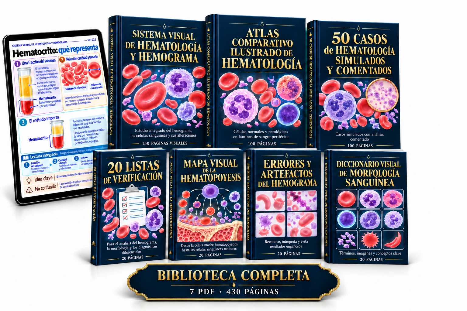 Biblioteca completa de hematología y hemograma: tres libros principales y los cuatro bonos incluidos