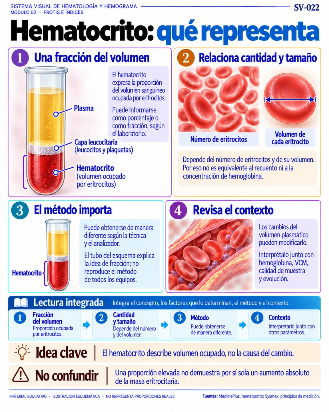 Página 22 del Sistema Visual: Hematocrito: qué representa. Muestra real del PDF.